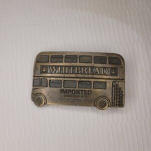 Vintage Whitbread Imported English Ale Bus Brass Belt Buckle